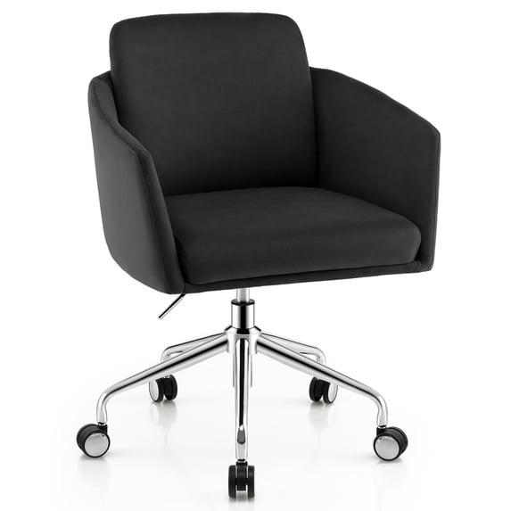 Costway Adjustable Home Office Chair Swivel Computer Chair Vanity Chair w/Armrest Black