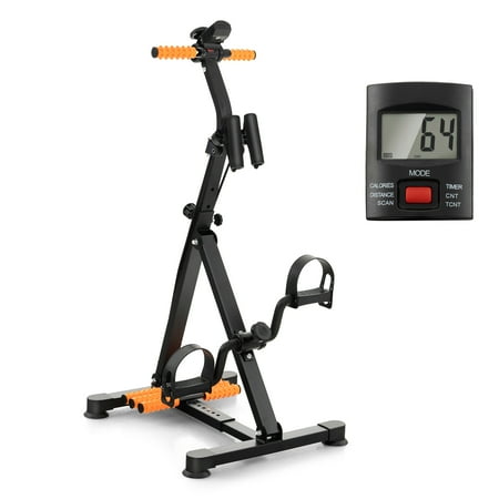 Costway - Adjustable LCD Pedal Exercise Bike with Massage Total Body Fitness Rehab Equipment - Black/Orange