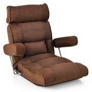 Costway Adjustable Lazy Sofa with Stepless Adjustable Back & 6-position Head/Lumbar/Seat Brown