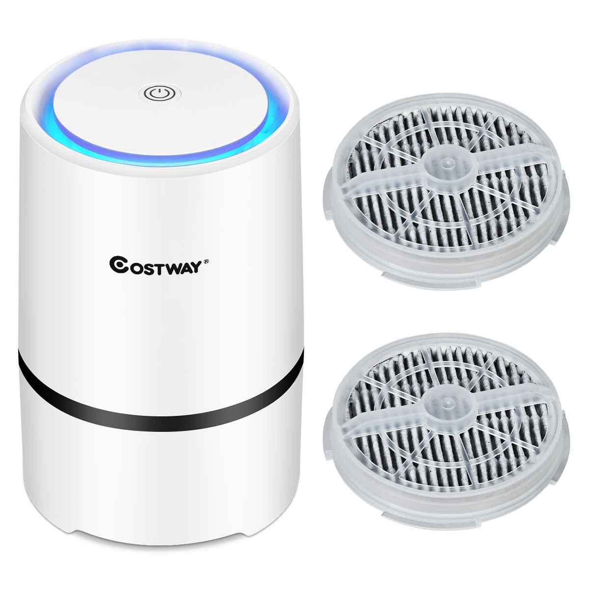 Costway Air Purifier Mini Ionic HEPA W/2pcs 3in1 Composite HEPA