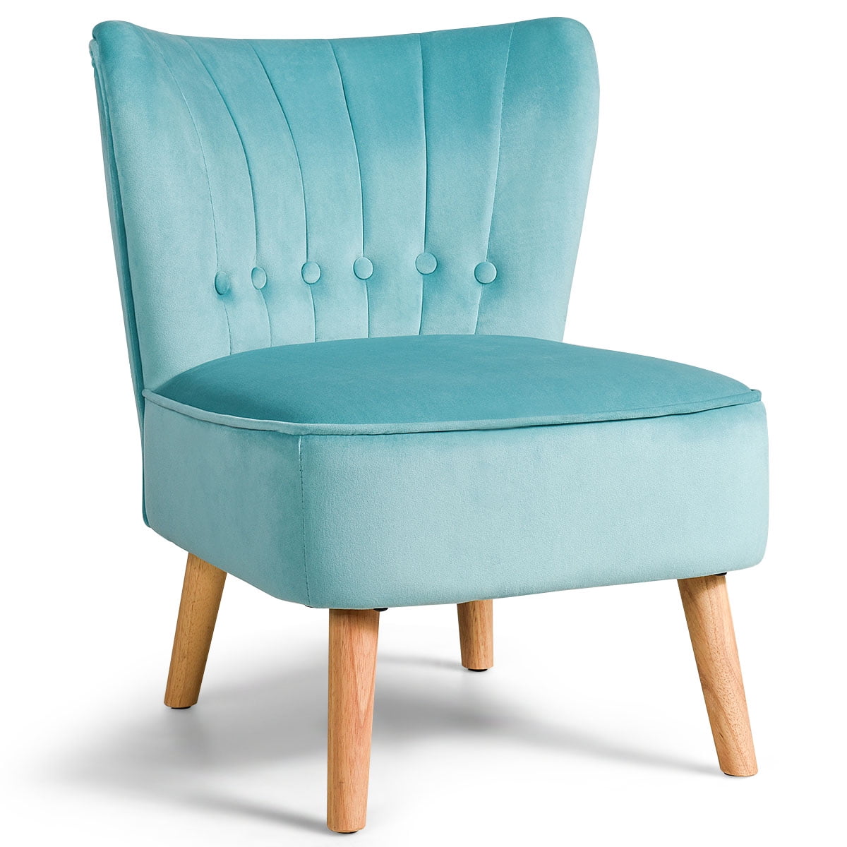 Costway Armless Accent Chair Tufted Velvet Leisure Chair Single Sofa Upholstered Green