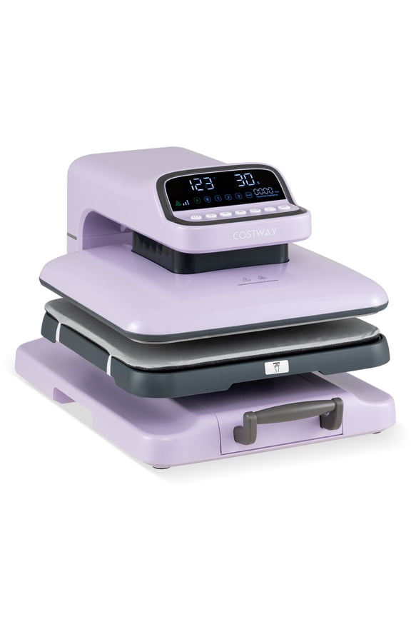 Auto Heat Press Machine for T Shirts with Auto Release, Adjustable Pressure Purple
