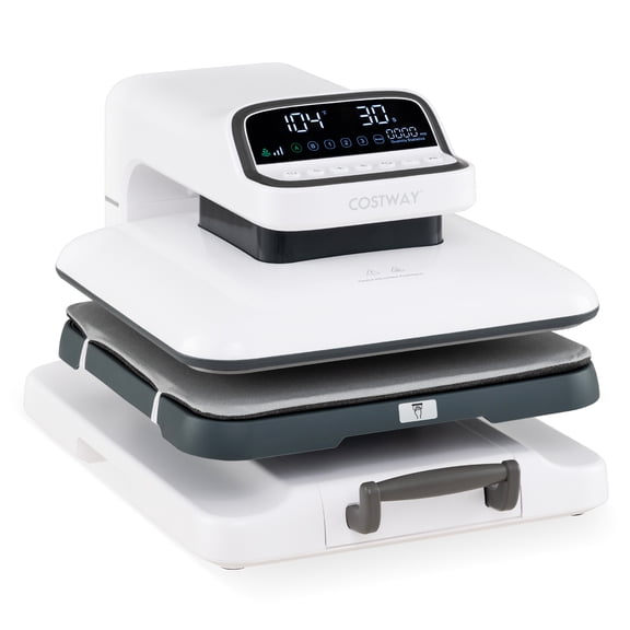 Costway Auto Heat Press Machine for T Shirts with Auto Release, Adjustable Pressure White