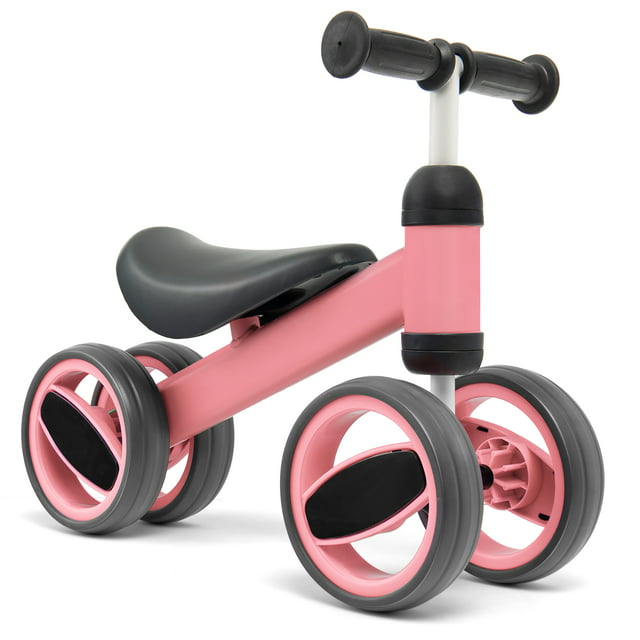 Costway Baby Balance Bike Toddler Riding Toys  w/ 4 Wheels Pink