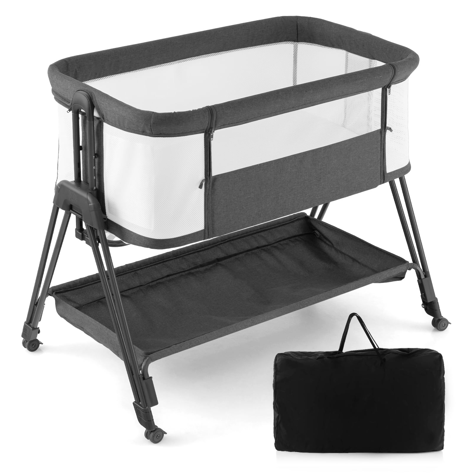 Costway Baby Bedside Sleeper Bassinet with Wheels Adjustable