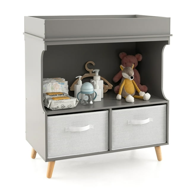 Costway Storage Baby Changing Table Dresser, Infant Diaper Station ...