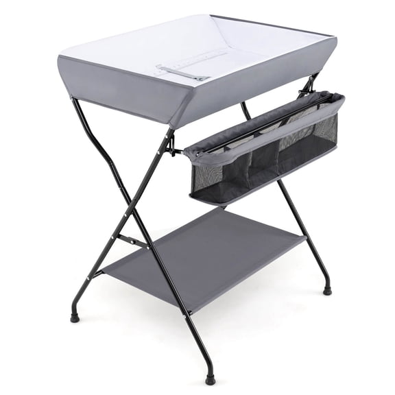 Costway Baby Infant Changing Table Folding Diaper Station Nursery with Storage Gray