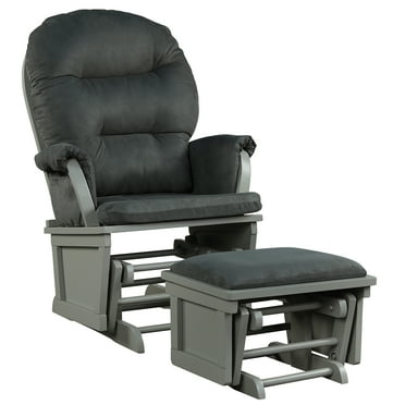 Angel Line Windsor Glider and Ottoman, Natural Finish with Gray ...