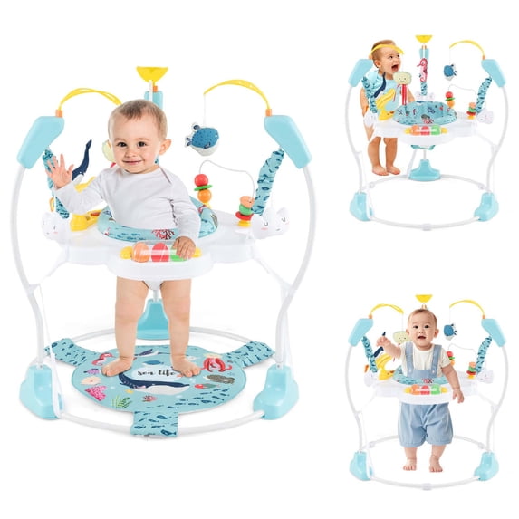 Costway Baby Stationary Activity Center Infant Jumper with Removable Foot Pad Navy