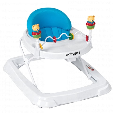 Costway Baby Walker Adjustable Height Removable Toy Wheels Folding Portable Blue