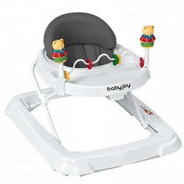 Costway Baby Walker Adjustable Height Removable Toy Wheels Folding Portable Gray