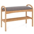 thumbnail image 1 of Costway Bamboo Entryway Shoe Bench 2-Tier Shoe Rack with Padded Seat Cushion for Hallway, 1 of 10