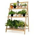 thumbnail image 1 of Costway Bamboo Ladder Plant Stand 3-Tier Foldable Flower Pot Display Shelf Rack Natural, 1 of 9