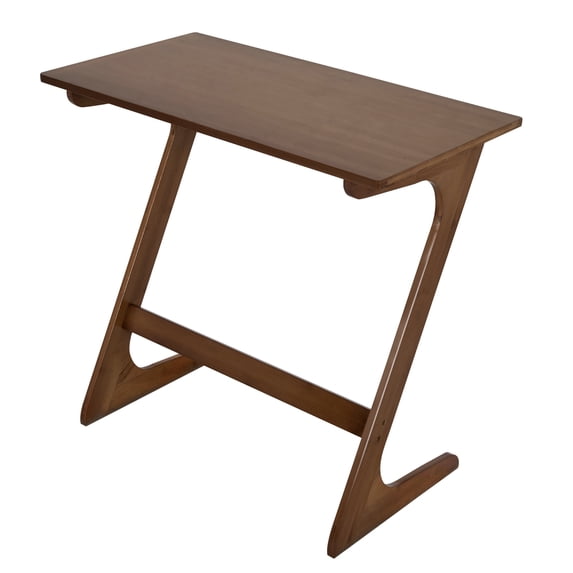 Costway Bamboo Sofa Side Table Z-Shaped Spacious Tabletop Space-Saving TV Snack Tray Brown
