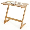 thumbnail image 1 of Costway Bamboo Sofa Side Table Z-Shaped Spacious Tabletop Space-Saving TV Snack Tray Natural, 1 of 11