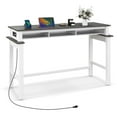 thumbnail image 1 of Costway Bar Table with Power Outlets Counter Height Table with Storage Compartments Wooden Grey, 1 of 11