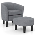 thumbnail image 1 of Costway Barrel Club Chair with Ottoman Set Footrest Curved Back & Removable Seat Cushion Grey, 1 of 10