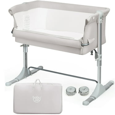 Costway Bassinet Bed Side Crib Infant Sleeper Breathable Mesh with Carrying Bag Beige