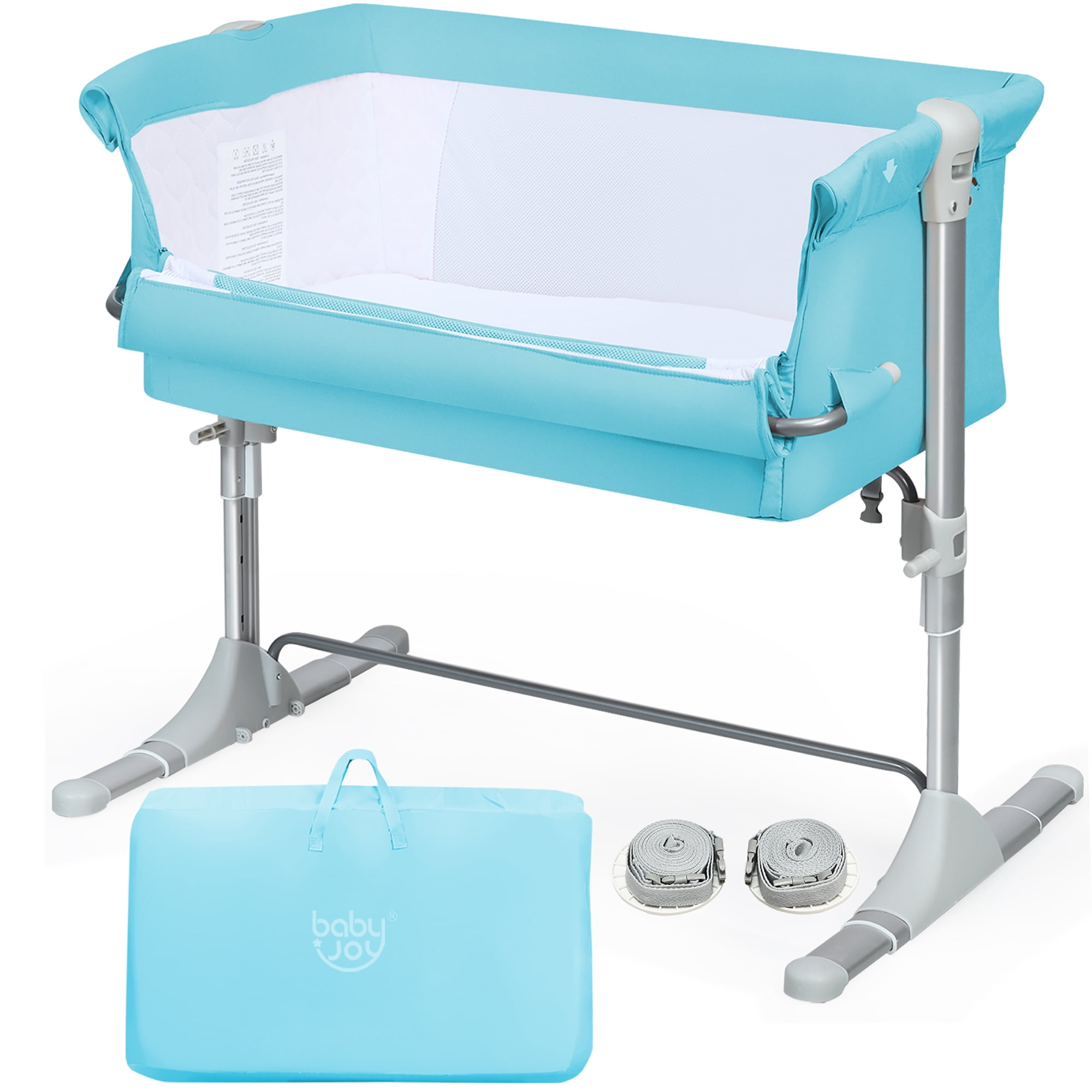 Costway Baby Playard Bassinet Bed Side Crib Infant Sleeper Breathable Mesh with Carrying Bag Green