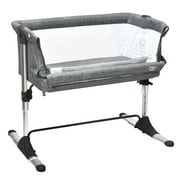 Costway Baby Playard Bassinet Bed Side Crib Infant Sleeper Breathable Mesh with Carrying Bag Gray