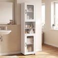 thumbnail image 1 of Costway Bathroom Cabinet, Slim Floor Storage Cabinet with 2 Fluted Doors,4 Rubber Feet White, 1 of 10