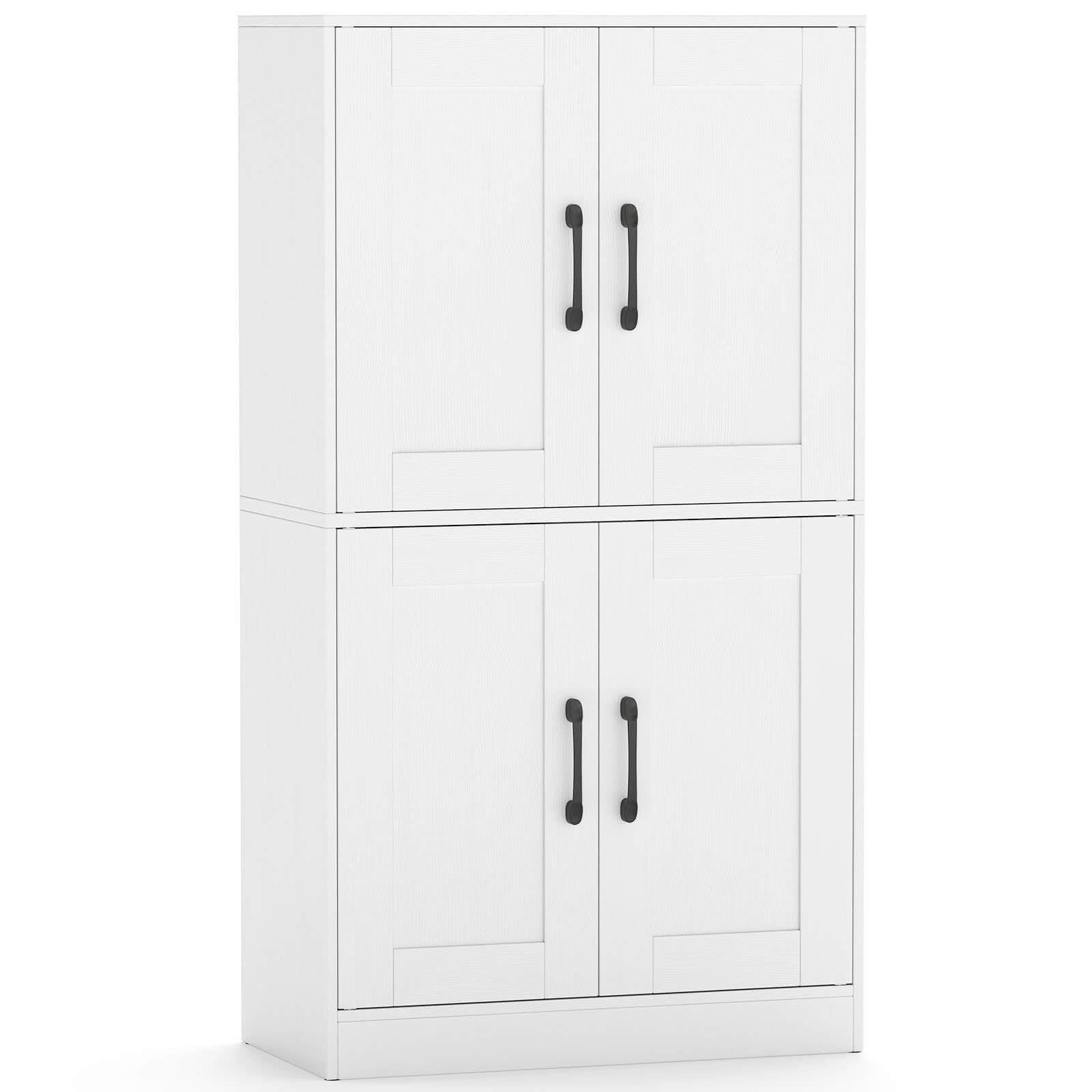 Costway Bathroom Cabinet with Doors & Adjustable Shelves Storage Organizer for Living Room White