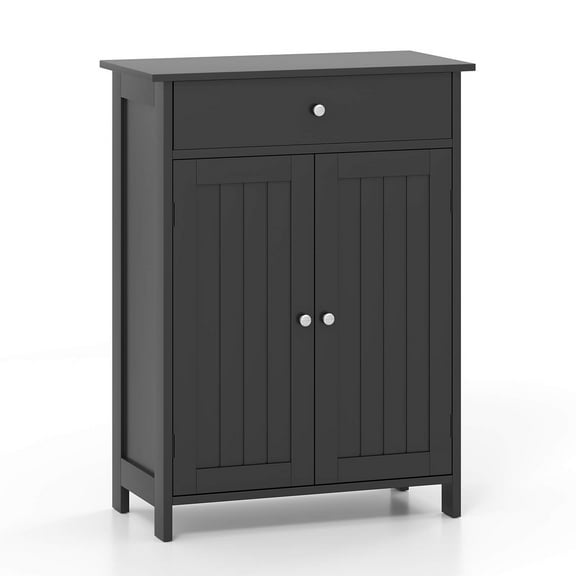 Costway Bathroom Floor Cabinet Freestanding Storage Organizer with 2 Doors Storage Cabinet Black