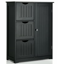 Costway Bathroom Floor Cabinet Side Storage Cabinet, Black, 12''