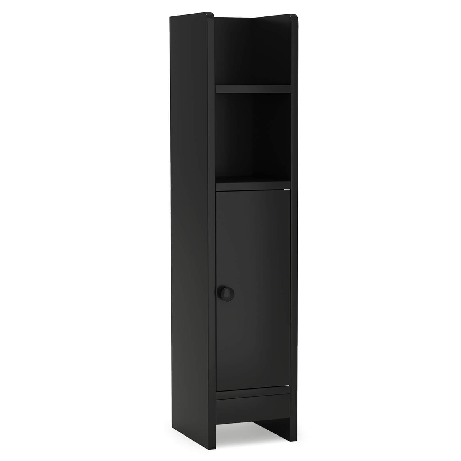 Costway Bathroom Storage Cabinet with Adjustable Shelf 1 Door & 2 Open Shelves Living Room Black
