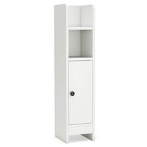 Costway Bathroom Storage Cabinet with Adjustable Shelf 1 Door & 2 Open Shelves Living Room White