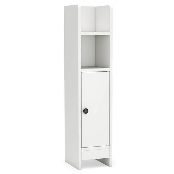 Costway Bathroom Storage Cabinet with Adjustable Shelf 1 Door & 2 Open Shelves Living Room White