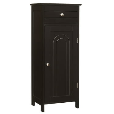 Costway Bathroom Storage Floor Cabinet Organizer Free-Standing w/ Drawer Brown
