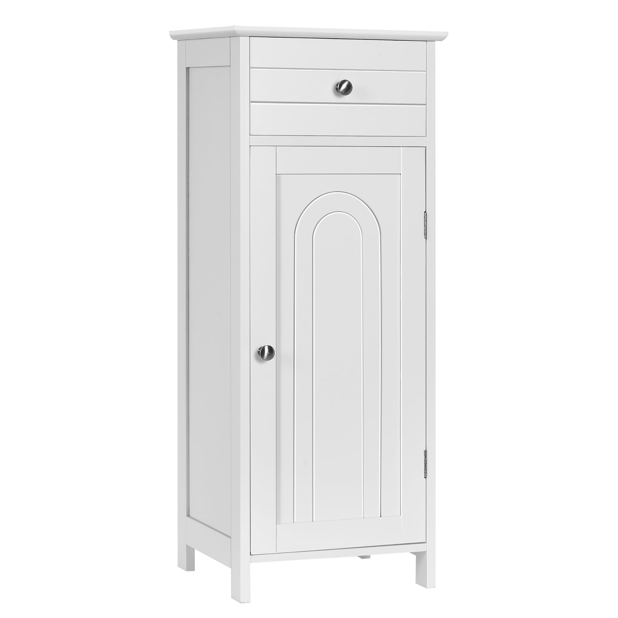 Abilene White MDF Living Room Storage Cabinet with Drawer & Shelves