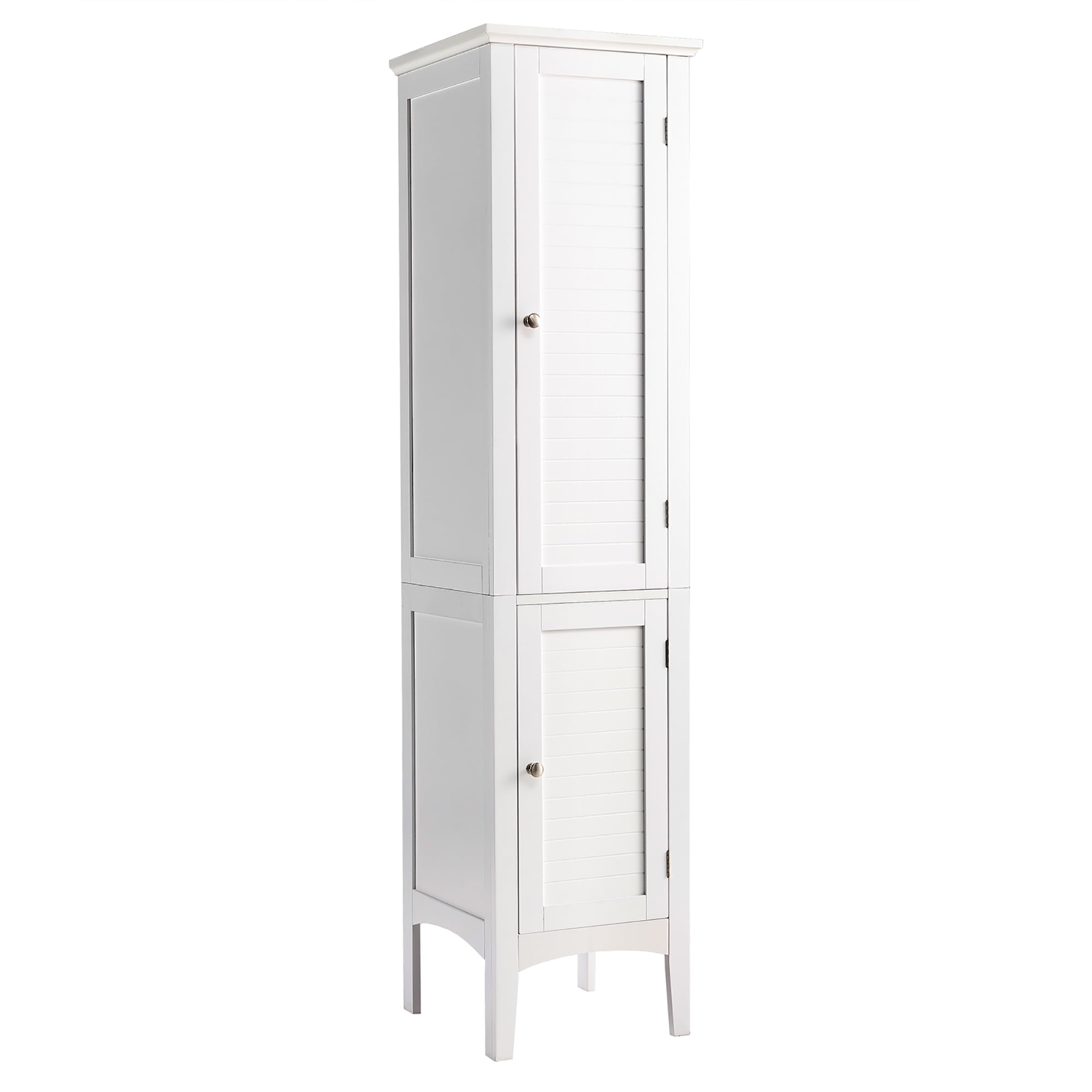 White Tall Freestanding Cabinet with Adjustable Shelving