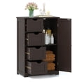 thumbnail image 1 of Costway Bathroom Storage Wooden 4 Drawer Cabinet Cupboard 2 Shelves Free Standing Brown, 1 of 10