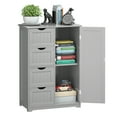 thumbnail image 1 of Costway Bathroom Storage Wooden 4 Drawer Cabinet Cupboard 2 Shelves Free Standing Grey, 1 of 8