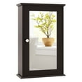 thumbnail image 1 of Costway Bathroom Wall Cabinet Single Mirror Door Cupboard Storage Wood Shelf Brown, 1 of 12