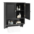 thumbnail image 1 of Costway Bathroom Wall Mounted Medicine Cabinet with Louvered Doors & Towel Bar Black, 1 of 10
