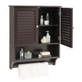 thumbnail image 1 of Costway Bathroom Wall Mounted Medicine Cabinet with Louvered Doors & Towel Bar Espresso, 1 of 10