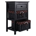 thumbnail image 1 of Costway Black Night Stand 3 Tiers 1 Drawer Bedside End Table Organizer Wood W/2 Baskets, 1 of 12