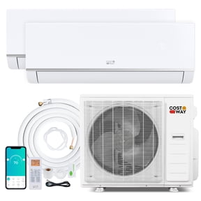 Costway Blast Pro 2 Zone 20000 BTU 12K + 12K Mini Split AC/Heating System, 23 SEER2, WiFi Enabled