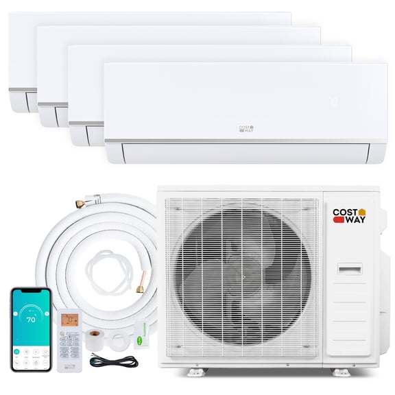 Costway Blast Pro 4 Zone 38000 BTU 9K + 9K + 9K + 18K Mini Split AC/Heating System, 20 SEER2, WiFi Enabled