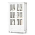 thumbnail image 1 of Costway Bookcase Cabinet Storage Bookshelf Organizer Tempered Glass Doors Shelf Drawer White, 1 of 10