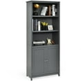 thumbnail image 1 of Costway Bookcase Shelving Storage Wooden Cabinet Unit Standing Bookcase W/Doors Gray, 1 of 12