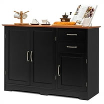 Costway Buffet Sideboard Kitchen Cupboard Storage Cabinet with 2 Drawers & 3 Doors Black