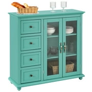Costway Buffet Sideboard Table Kitchen Storage Cabinet w/ Drawers & Doors Green