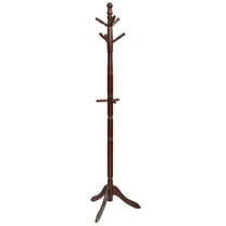 Costway Coat Rack Wooden Hall Tree 2 Adjustable Height w/ 9 Hooks Walnut