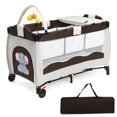 Costway Coffee Baby Crib Playpen Playard Pack Travel Infant