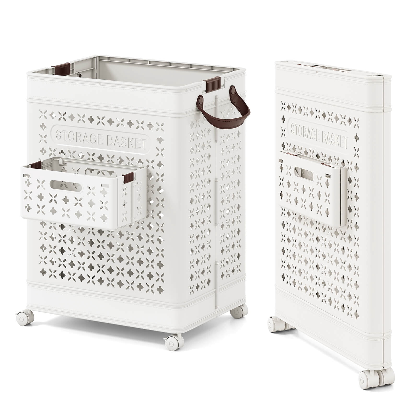 Costway, Collapsible Laundry Cart, 20 gallon, White - Walmart.com