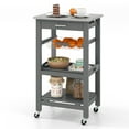 Costway Compact Portable Kitchen Island Cart with Wheels, Stainless